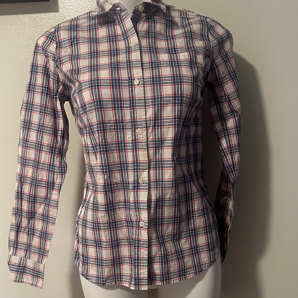 GAP Women's Red and Blue Plaid Blouse